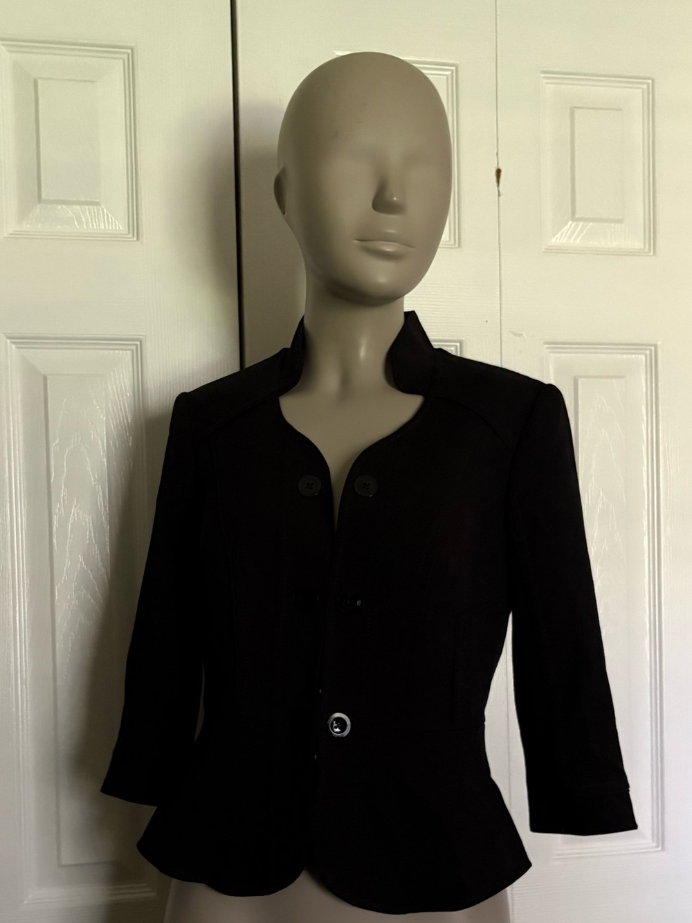 White House Black Market Black Fitted Peplum Blazer